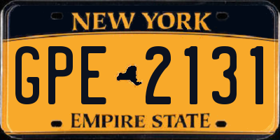 NY license plate GPE2131