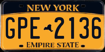 NY license plate GPE2136