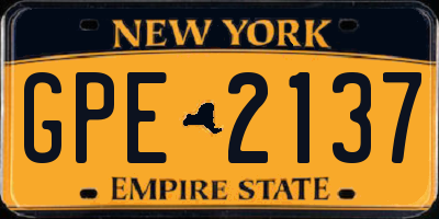 NY license plate GPE2137