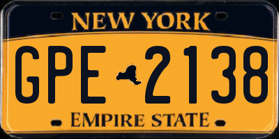 NY license plate GPE2138