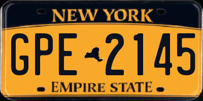 NY license plate GPE2145