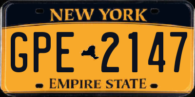 NY license plate GPE2147