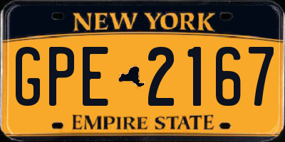 NY license plate GPE2167