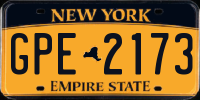 NY license plate GPE2173