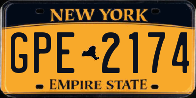NY license plate GPE2174