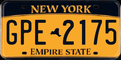 NY license plate GPE2175