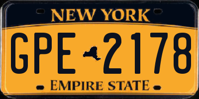 NY license plate GPE2178