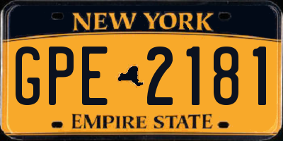 NY license plate GPE2181