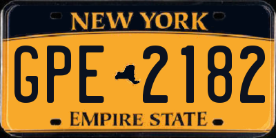 NY license plate GPE2182