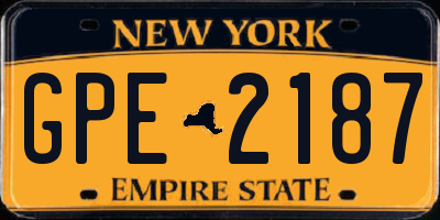 NY license plate GPE2187