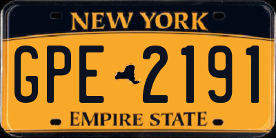 NY license plate GPE2191