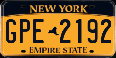NY license plate GPE2192
