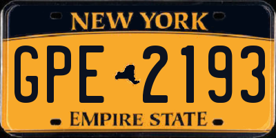 NY license plate GPE2193