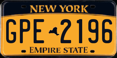 NY license plate GPE2196