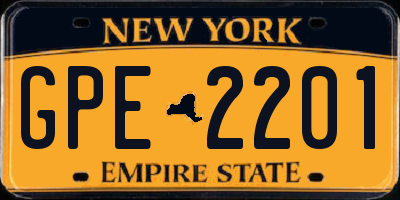 NY license plate GPE2201