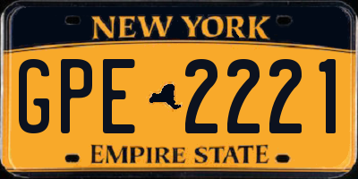 NY license plate GPE2221