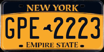 NY license plate GPE2223