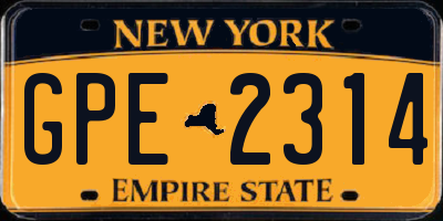 NY license plate GPE2314