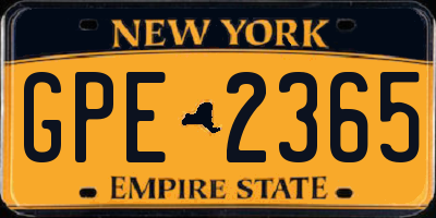 NY license plate GPE2365