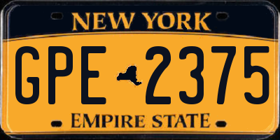 NY license plate GPE2375