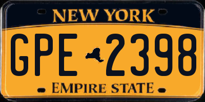 NY license plate GPE2398