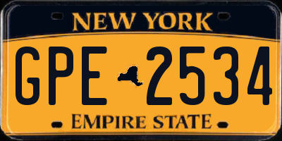NY license plate GPE2534