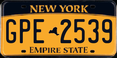NY license plate GPE2539