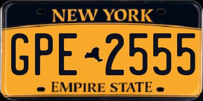 NY license plate GPE2555