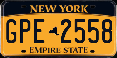 NY license plate GPE2558