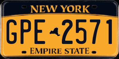 NY license plate GPE2571