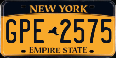 NY license plate GPE2575
