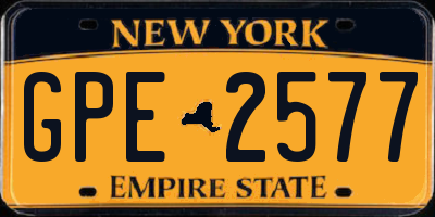 NY license plate GPE2577