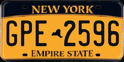 NY license plate GPE2596