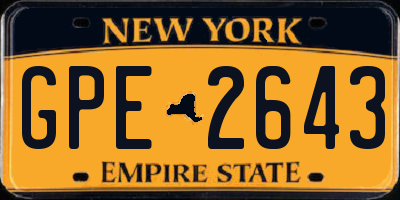 NY license plate GPE2643
