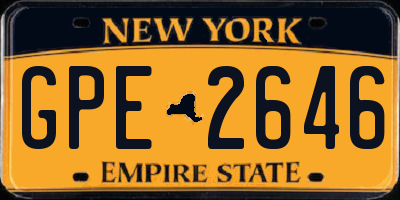 NY license plate GPE2646