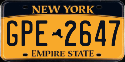 NY license plate GPE2647