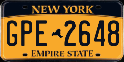 NY license plate GPE2648