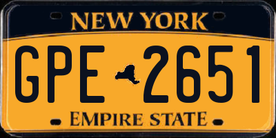 NY license plate GPE2651