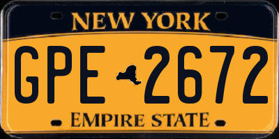 NY license plate GPE2672