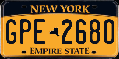 NY license plate GPE2680