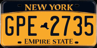 NY license plate GPE2735