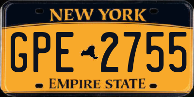 NY license plate GPE2755