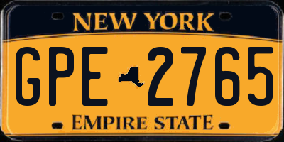 NY license plate GPE2765