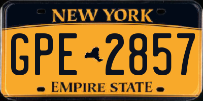 NY license plate GPE2857