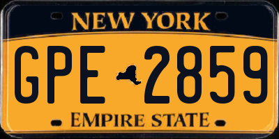 NY license plate GPE2859