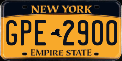 NY license plate GPE2900