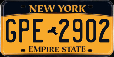 NY license plate GPE2902