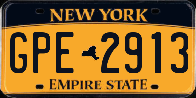 NY license plate GPE2913