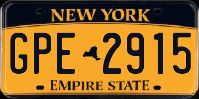 NY license plate GPE2915