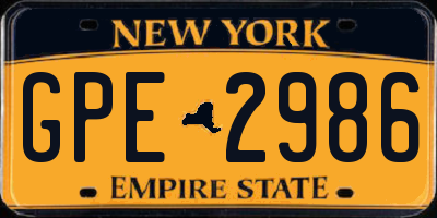 NY license plate GPE2986